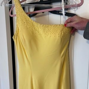 Yellow Sequin Prom Dress